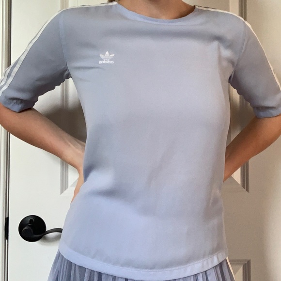 LIMITED EDITION Adidas Originals Blue Linen Embroidered Shirt ( PART OF A SET) - Picture 2 of 8